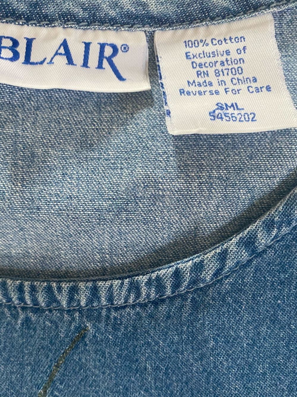 Vintage 90s Blair Denim Dress Small Ladybug Embroidered Cottagecore Pockets - Picture 11 of 13